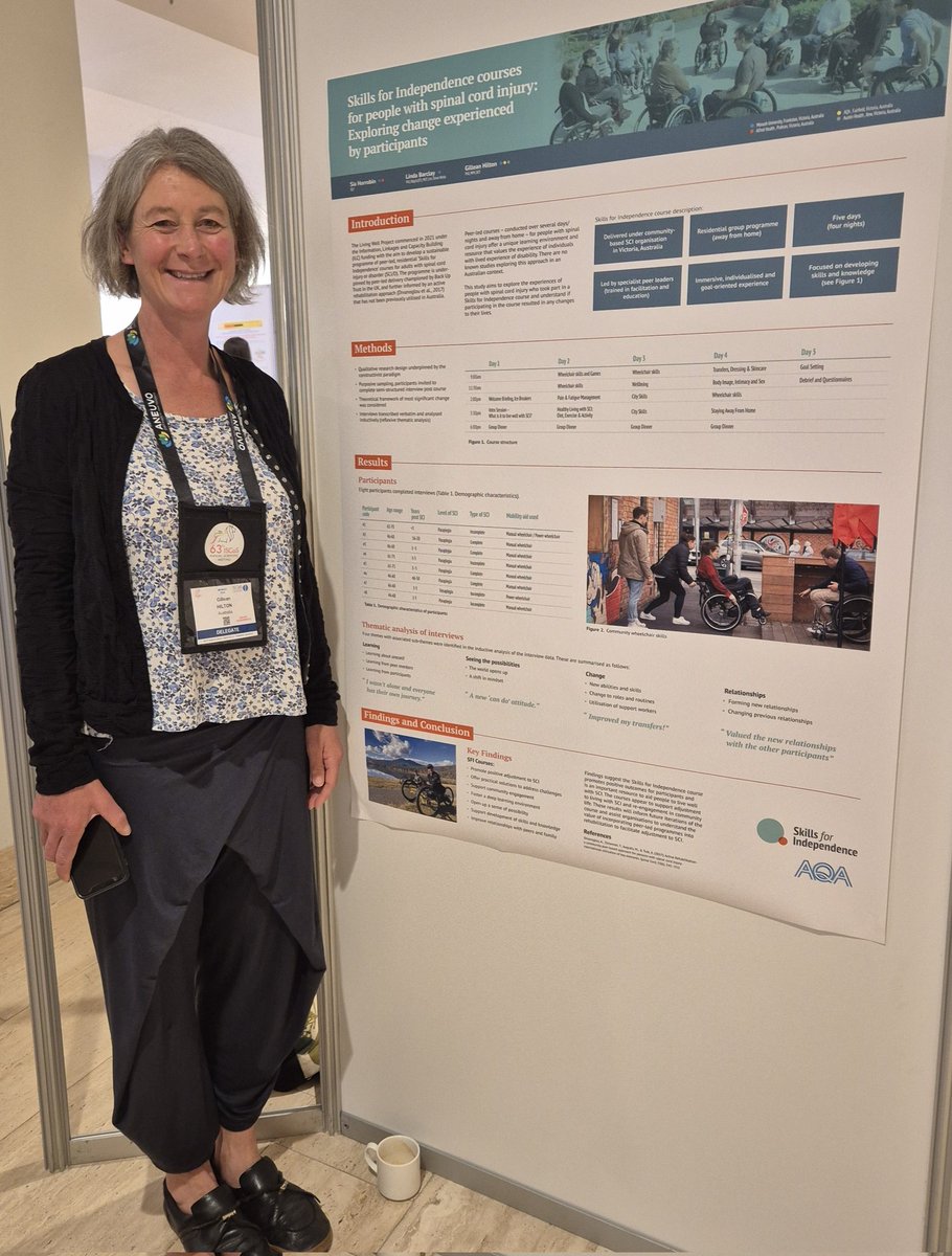 Very informative poster from <a href="/GilleanHilton/">Gillean Hilton</a> <a href="/SFI4SCI/">Skills For Independence</a> <a href="/ISCoSmeetings/">ISCoS Meetings</a> about supporting skills development #spinalcordinjury  after discharge in Australia shaped by their collaboration with <a href="/backuptrust/">Back Up</a>