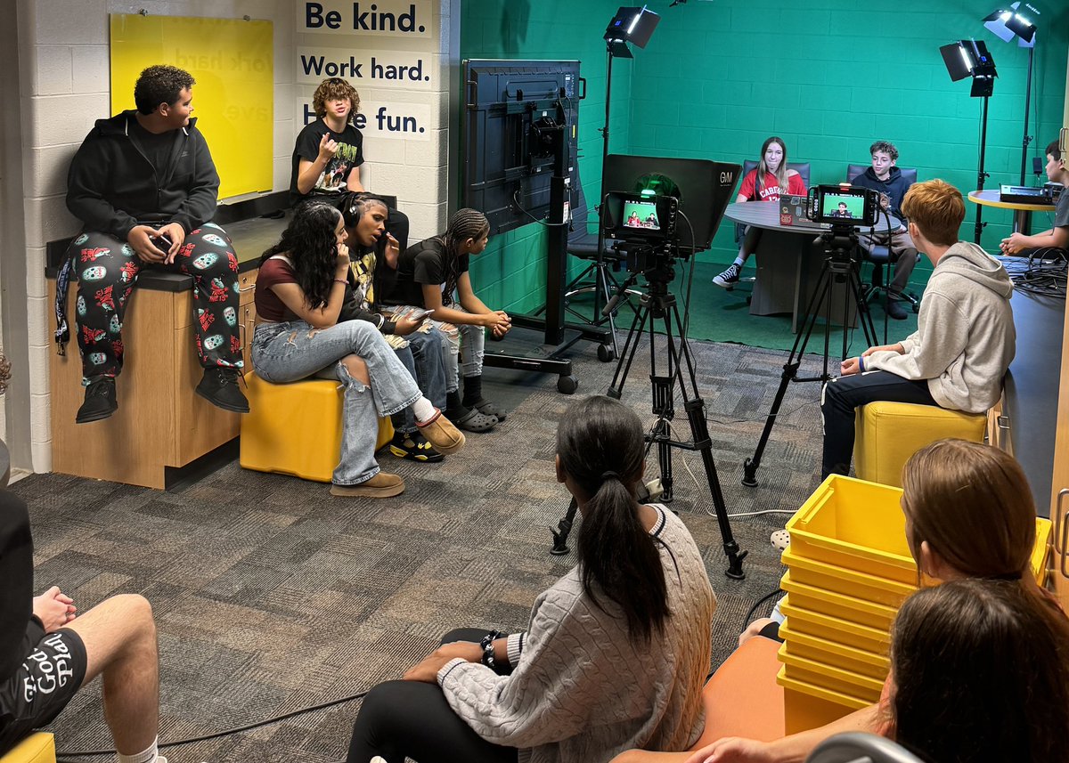 Lights, camera, action! Mr. Daniel’s Business &amp; Communication 8th graders are getting the first Telecast of the year recorded, edited, and ready to publish. Communicators and Innovators are hard at work! <a href="/WestportMS/">Westport Middle</a> <a href="/JCPSKY/">JCPS</a> <a href="/ExploreJCPS/">JCPS Explore Pathways</a> <a href="/JCPSExploreEA/">Marcella Minogue</a>