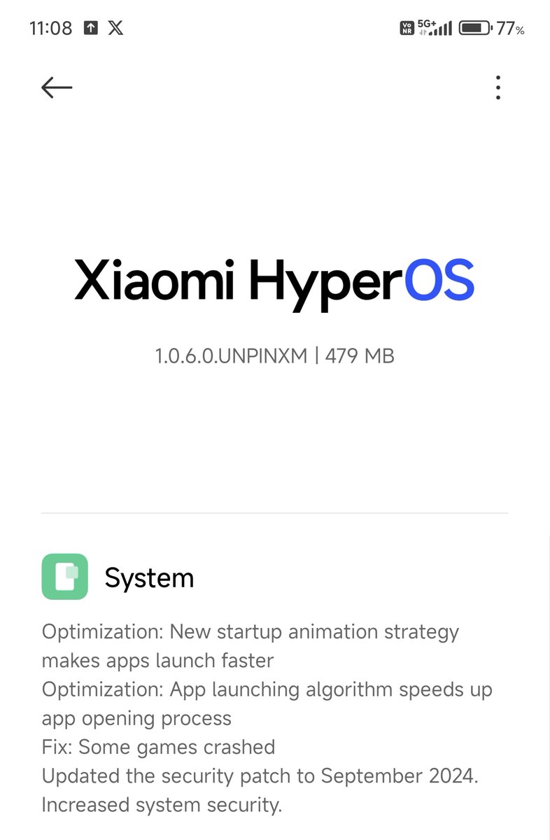 sunnny1583's tweet image. POCO F6 New update is here for India region [Mi Pilot Release]

HyperOS-OS1.0.7.0.UNPINXM 

Update size - 479MB
Improvements in animations 
September security patch updated ✅
#POCOF6 #POCO @IndiaPOCO @XiaomiHyperOS_