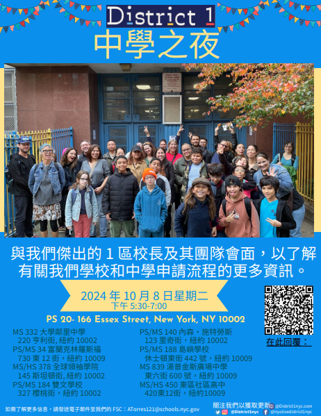 Dear D1 4th and 5th grade families,
We will be presenting at our D1 Middle School Fair on October 8th. See flyers below for more information. See you soon!