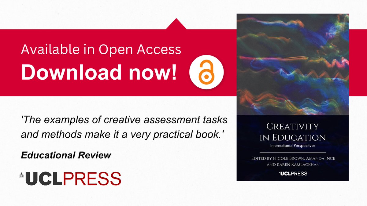 UCL Press Education Books & Journals (@uclpress_ed) on Twitter photo 'The examples of #creative #assessment tasks and methods make it a very practical book.' Educational Review appraises #Creativity in #Education. #OpenAccessBook #Education #EduTwitter #Teachers <a href="/ncjbrown/">Nicole Brown</a> uclpress.co.uk/products/17762… 'The examples of #creative #assessment tasks and methods make it a very practical book.' Educational Review appraises #Creativity in #Education. #OpenAccessBook #Education #EduTwitter #Teachers <a href="/ncjbrown/">Nicole Brown</a> uclpress.co.uk/products/17762…