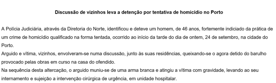 O ruído a promover relações de boa vizinhança