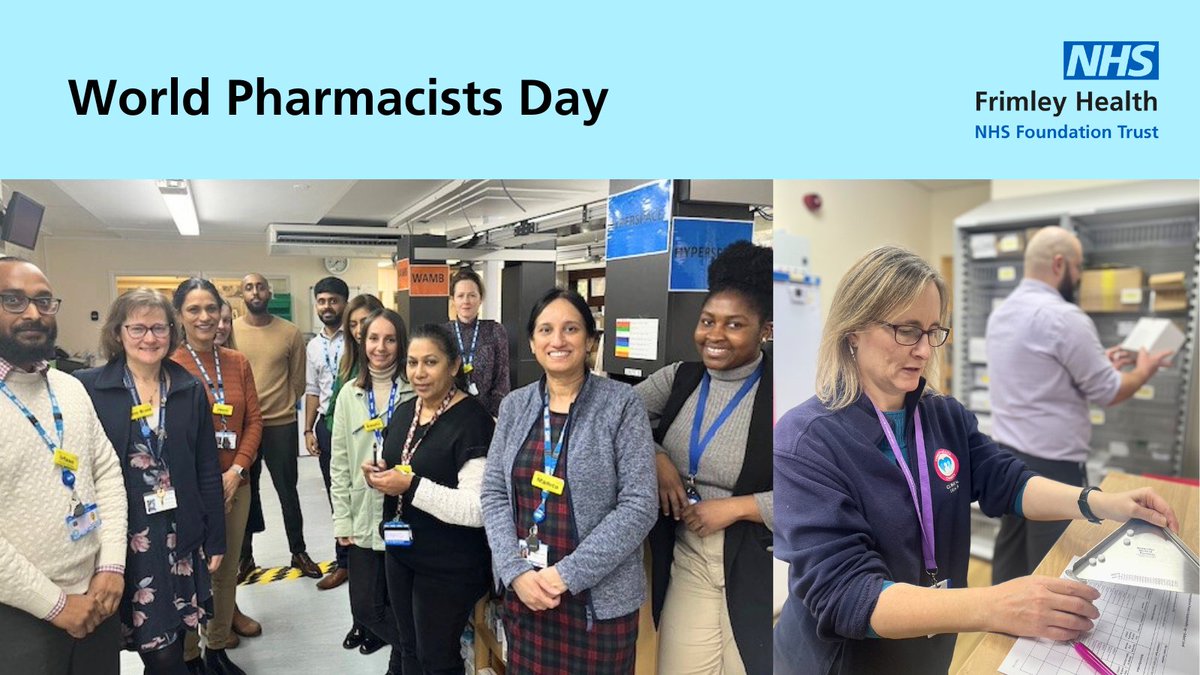 #Pharmacists play a vital role in meeting community health needs.

Clinical pharmacists use expert knowledge in research trials testing new and existing medicines: fhft.nhs.uk/news/recognisi…

Happy #WorldPharmacistsDay to all of our #FrimleyHealthFamily pharmacists! 💊 💙

#WPD2024