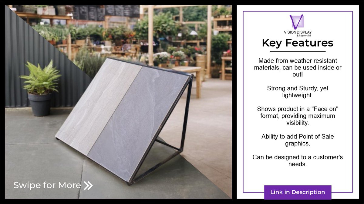 vision_display's tweet image. Introducing our NEW durable Modular Sloping Displays!
✅ Weather-resistant
✅ Delivers pre-assembled
✅ Perfect for showing all standard tile formats

Email us at sales@visiondisplay.co.uk
or
Call us at 01227 832265

#TileDesign #TileDisplay #UKDesign #MadeInUK #Kitchen #Bathroom