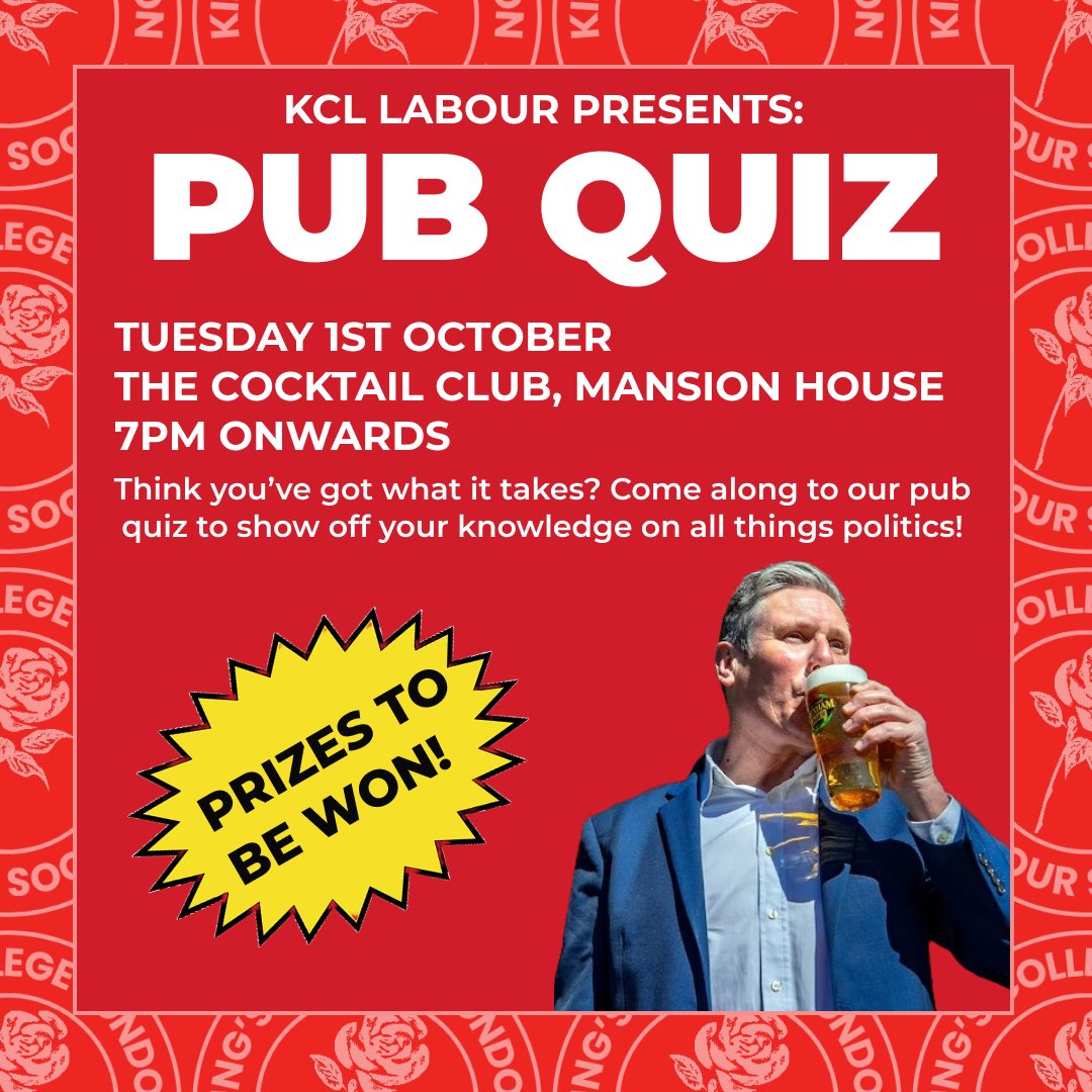 Want to demonstrate your political knowledge? Join us for our first pub quiz of the year at The Cocktail Club in Mansion House! Bring friends, come up with a team name and show off your trivia skills, with prizes to be won and happy hour all night - you won't want to miss it!