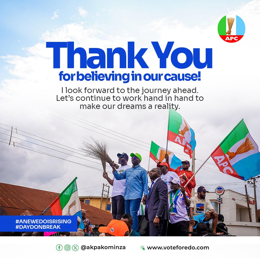 We extend our deepest appreciation to our volunteers, supporters, and stakeholders who worked relentlessly to ensure our victory. Your dedication, resilience, and passion were instrumental in our success.

To Edolites, we say thank you for this mandate.

#EdoDecides2024
