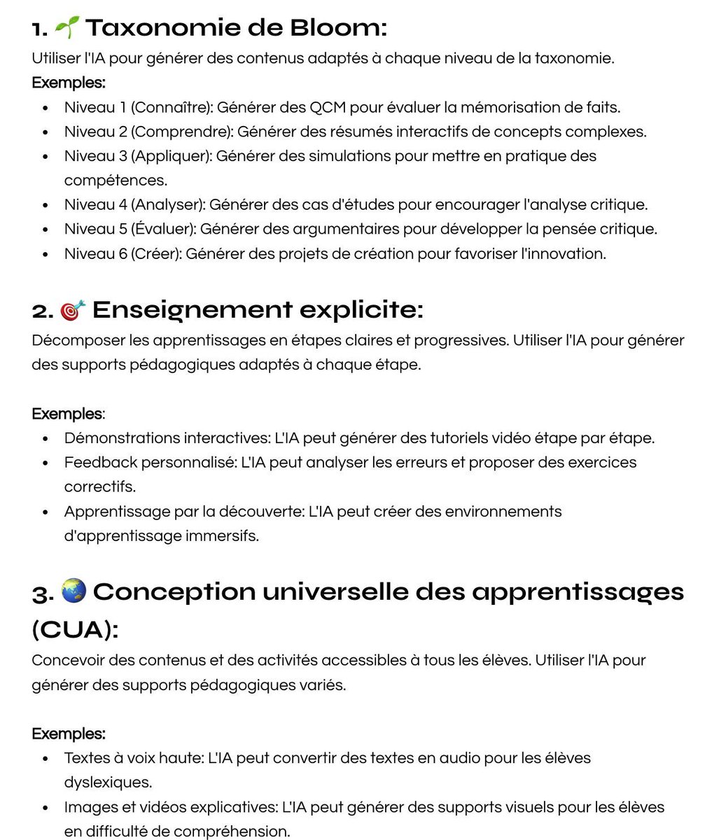 L'#IA en #éducation doit être guidée par la pédagogie, pas l'inverse. En intégrant des concepts pédagogiques comme la Taxonomie de #Bloom ou la #CUA, l'IA devient un outil puissant pour personnaliser et enrichir l'#apprentissage. 
buff.ly/4dhcRrx #Education