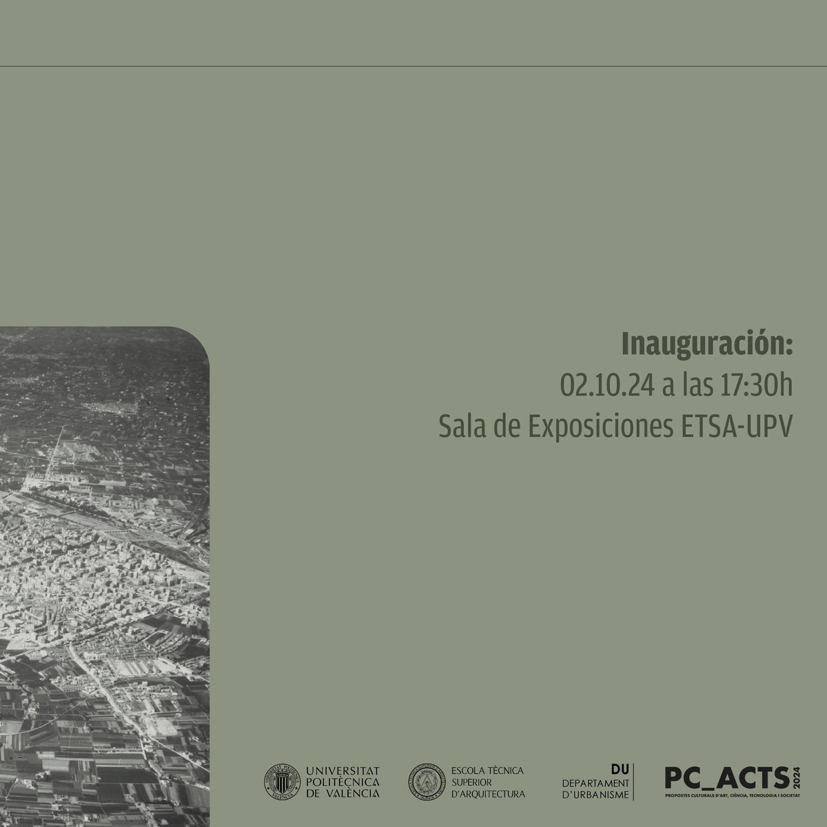 🌆🌱 ¡No te pierdas la exposición "Valencia: ciudad y huerta"! Descubre cómo ha evolucionado la ciudad y su huerta a lo largo de los siglos a través de mapas históricos, fotos aéreas y una increíble maqueta de Valencia en el s. XVIII.
2/10 - 2/11
<a href="/UPV/">Universitat Politècnica de València</a> <a href="/etsaUPV/">ETSA-UPV</a> <a href="/URBATIC/">URBATIC</a>