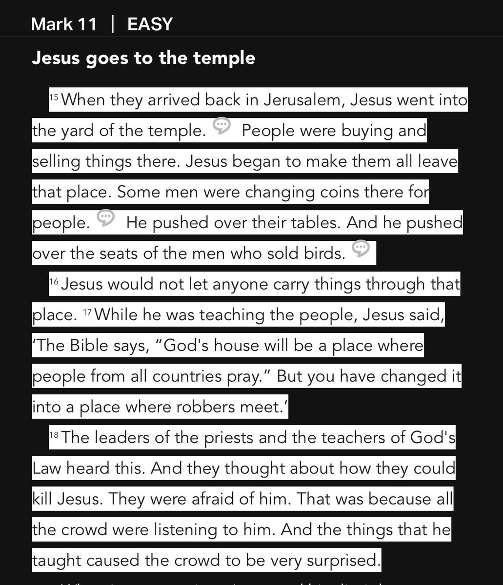 5. He stood up against corruption. Remember when Jesus stormed the church and flipped tables? He exposed the corrupt acts then and ensured the right thing was done and even paused to teach the people the right thing. The leaders then were pissed roff.

10/14

[Mark 11:15-18]