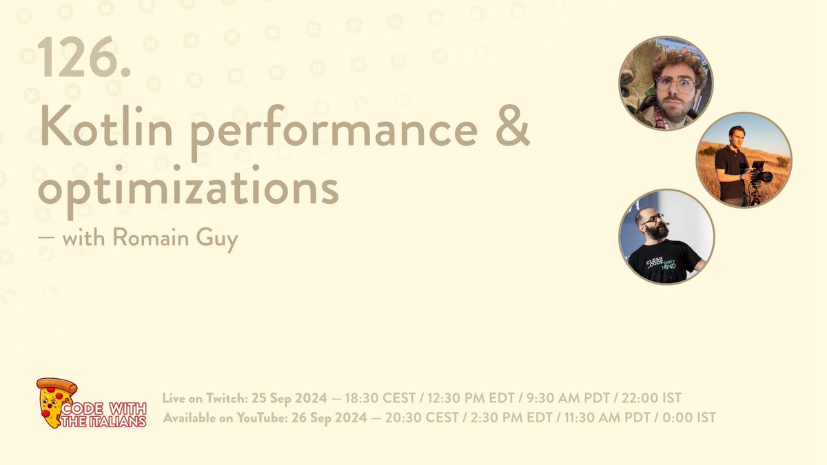 codewiththeita's tweet photo. ๐จโ๐ป Elevate your Kotlin skills with Romain Guy from Google! Join our live discussion on performance and optimizations: https://t.co/4mn3Tnh9h2 #KotlinTips #EfficientCoding https://t.co/g2ogjJ9ysk