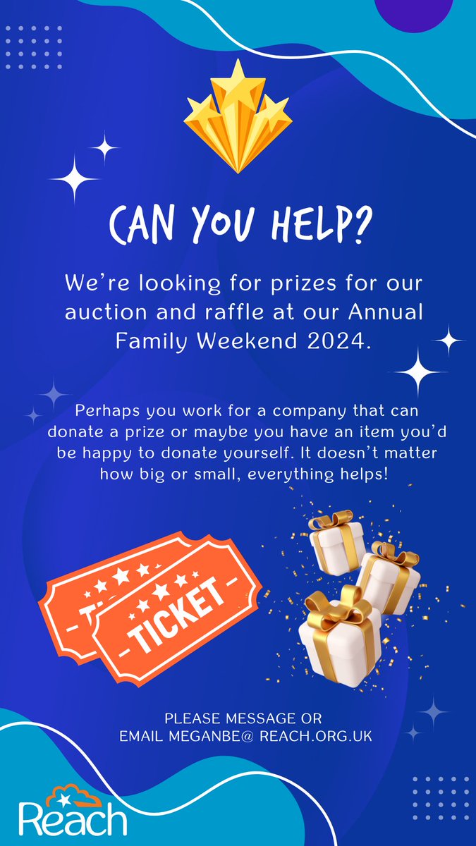 We're looking for prizes for our auction and raffle at our Annual Family Weekend 2024. ✨