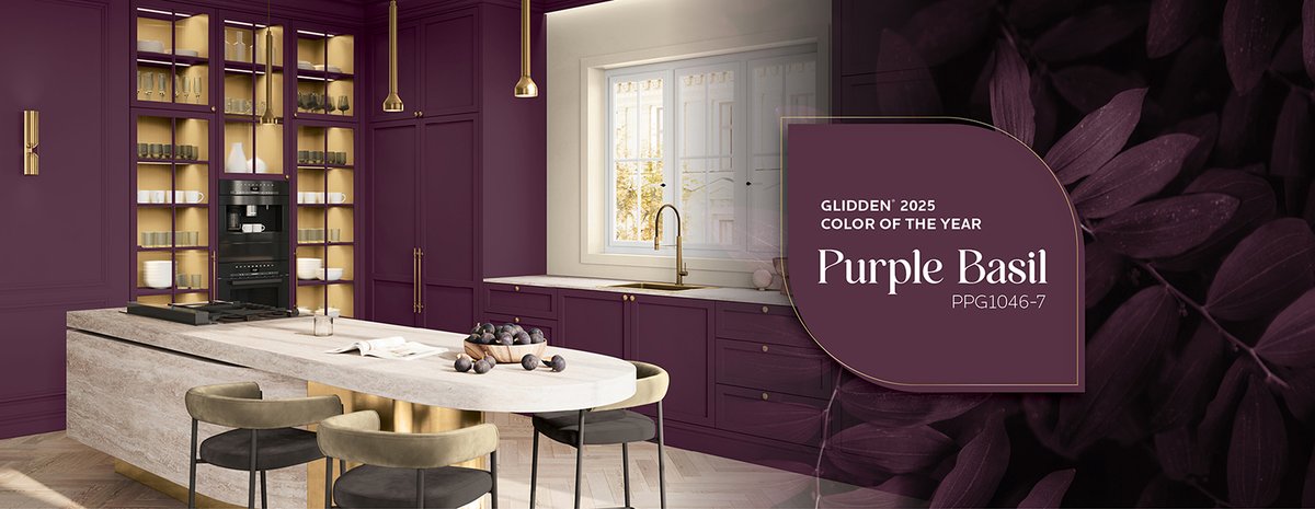 FTrendsetter's tweet photo. GLIDDEN PAINT BY PPG 2025 COLOR OF THE YEAR: PURPLE BASIL

Read more: https://t.co/eVGbSwEzHE

via @FTrendsetter

Image courtesy of GLIDDEN Paint/PPG @glidden_paint @ppgpaints

#PPG #GLIDDEN #ColoroftheYear #COY25 #PurpleBasil #color #design #interior #trends #fashiontrendsetter https://t.co/jkVtKU4R5e