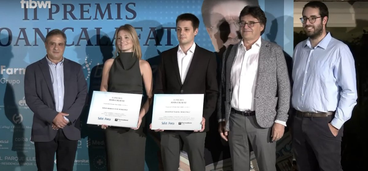Universitat de les Illes Balears - UIB (@uibuniversitat) on Twitter photo #Excel·lènciaUIB | 👏 Enhorabona a l'estudiant de màster Aina Tur i als graduats per la #UIB Antonio Nadal i Jaime Roig, premiats als II Premis Joan Calafat de Salut i Força Balears (<a href="/saludediciones/">Salud Ediciones</a>) amb les beques <a href="/Farmadosis/">Farmadosis</a> als millors TFG de Ciències de la Salut i Medicina. #Excel·lènciaUIB | 👏 Enhorabona a l'estudiant de màster Aina Tur i als graduats per la #UIB Antonio Nadal i Jaime Roig, premiats als II Premis Joan Calafat de Salut i Força Balears (<a href="/saludediciones/">Salud Ediciones</a>) amb les beques <a href="/Farmadosis/">Farmadosis</a> als millors TFG de Ciències de la Salut i Medicina.