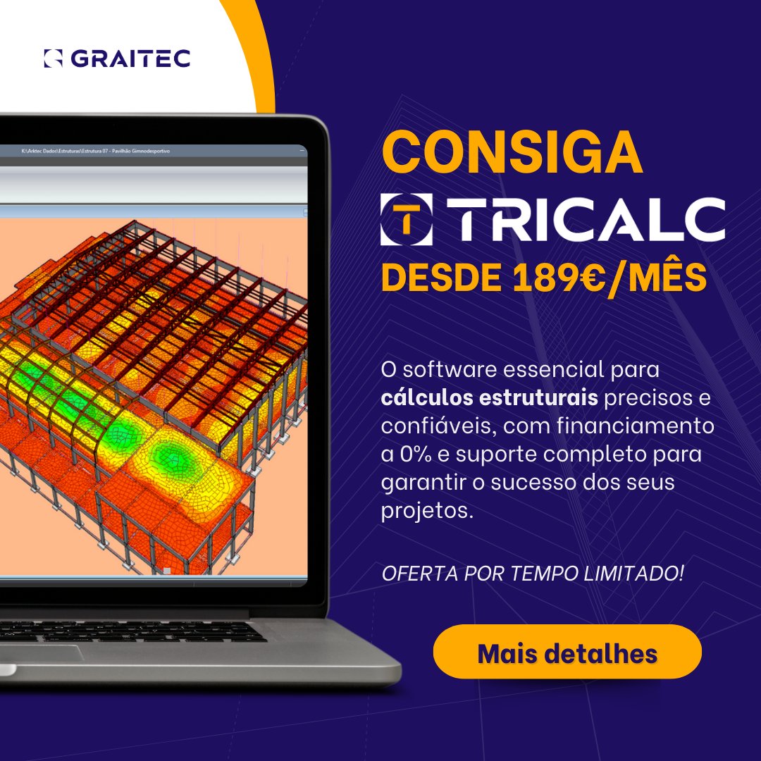 GraitecPT's tweet photo. Aproveite nossa oferta de Financiamento a 0% para novas licenças do Tricalc! Sua oportunidade de acessar um software projetado especificamente para calculistas de estruturas, sem se preocupar com juros.

📅 Solicite sua licença antes de 15 de outubro: https://t.co/wsZaggIVNl https://t.co/r3AiJev7ac