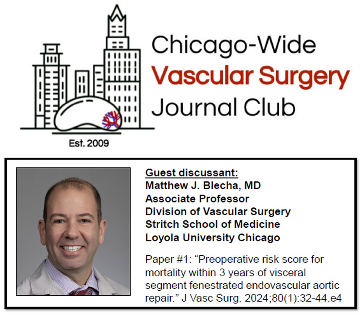 Karen J. Ho, MD (@karenholab) on Twitter photo Chicago-Wide Vascular Surgery Journal Club will meet in person only TONIGHT at Northwestern! 6-7:30 PM
<a href="/VessVsig/">VESS VSIG</a> members welcome!
Paper assignments: sites.google.com/view/chicagova…
<a href="/AscensionIL/">Ascension Illinois</a>
<a href="/LoyolaVascular/">Loyola Vascular Surg</a>
<a href="/NMSurgery/">Northwestern Surgery</a>
@RushVascular
<a href="/UIHealth/">UI Health</a> Chicago-Wide Vascular Surgery Journal Club will meet in person only TONIGHT at Northwestern! 6-7:30 PM
<a href="/VessVsig/">VESS VSIG</a> members welcome!
Paper assignments: sites.google.com/view/chicagova…
<a href="/AscensionIL/">Ascension Illinois</a>
<a href="/LoyolaVascular/">Loyola Vascular Surg</a>
<a href="/NMSurgery/">Northwestern Surgery</a>
@RushVascular
<a href="/UIHealth/">UI Health</a>