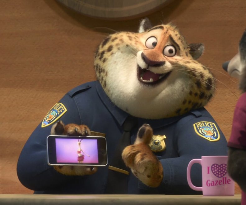 sketching204's tweet image. as a kid I used to think Clawhauser has a crush on Gazelle but now I think he was just gay