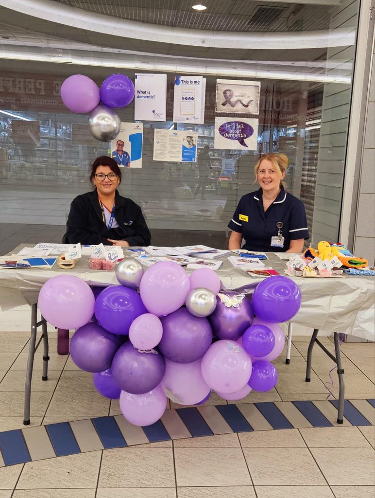 Deanna &amp; Karen at Dagenham Heathway Shopping Mall, celebrating Alzheimer's Month by raising awareness about dementia and the support provided by the hospital, and also highlighting the role of Admiral Nurses, who offer specialist care and guidance to families affected by dementia