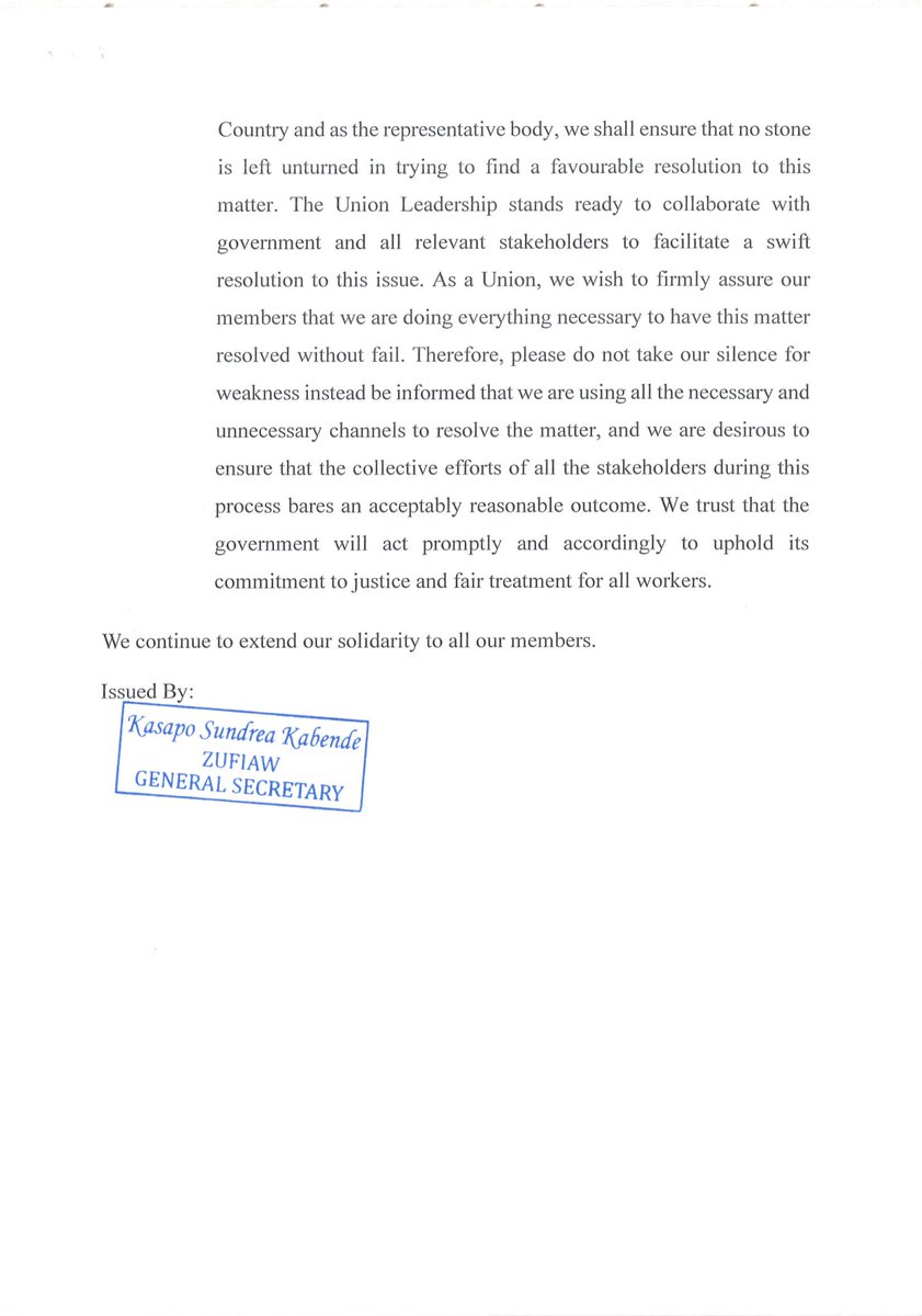 ZUFIAW's tweet photo. Press Statement : Govt pay our members https://t.co/WcxLZQgRpB