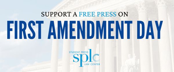 SPLC's tweet photo. Happy #FirstAmendmentDay! 🇺🇸 It's a cornerstone of democracy but faces significant threats. SPLC works every day to defend #pressfreedom and to expand it to more of the next generation. Help us continue this essential work by making a donation today ▶️ https://t.co/1Fhr8vBoyb https://t.co/5ZwBF3nyEz