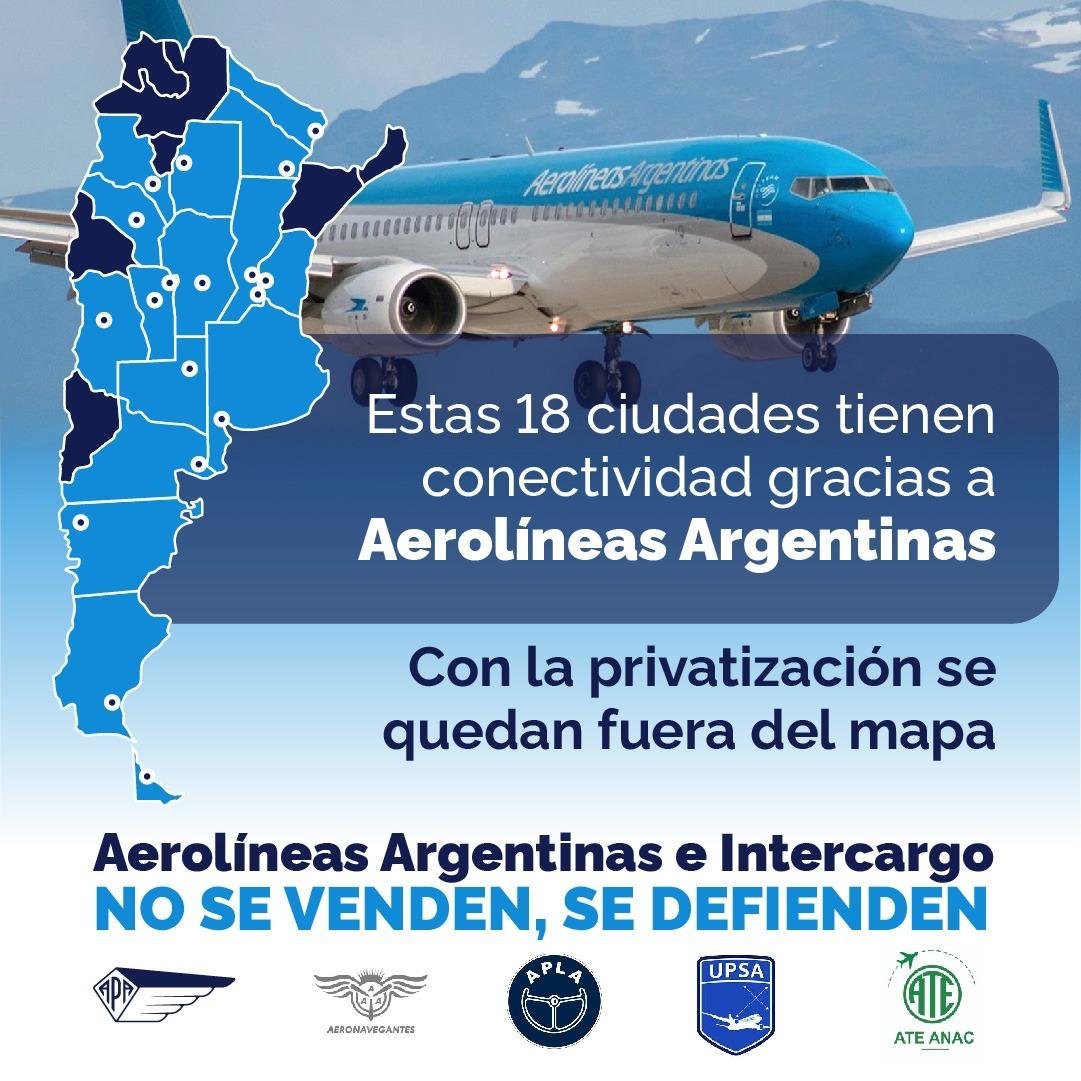 DelegadoslineaD's tweet photo. Acompañamos el reclamo de los gremios aeronáuticos. Aerolineas Argentinas e Intercargo NO SE VENDEN, SE DEFIENDEN #AerolineaseIntercargoSeDefienden https://t.co/h3jocPiAXI