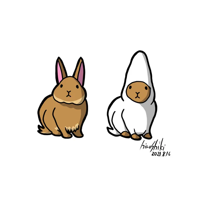 全身タイツが〜無い時〜ある時〜#イラスト#うさぎ 