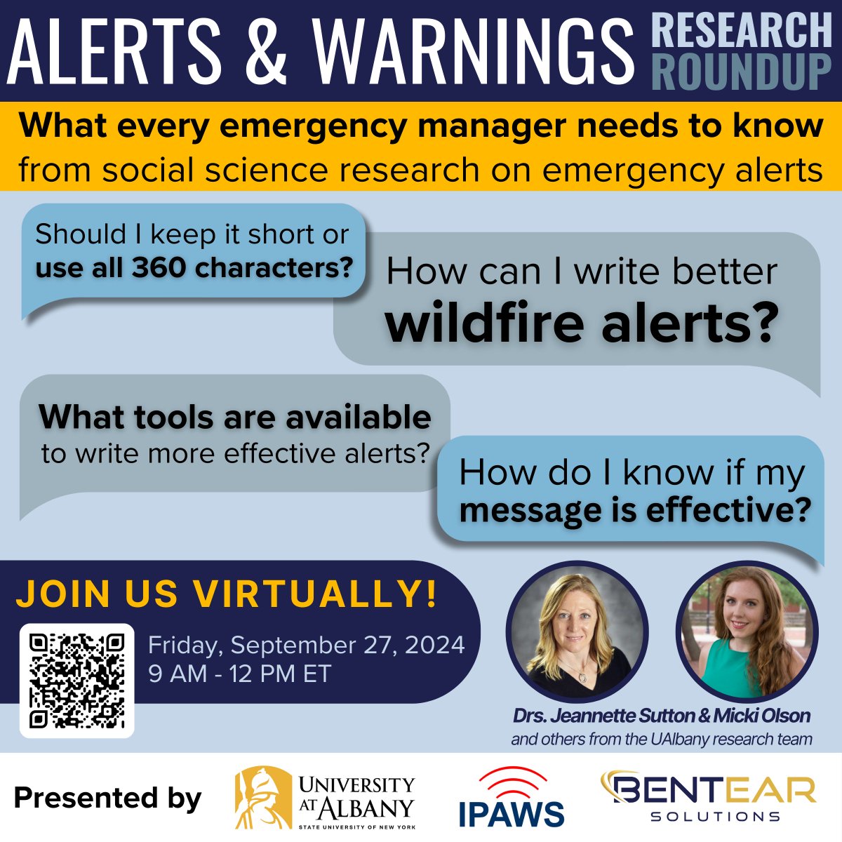 zachstanford's tweet photo. #EMGTwitter, it's not too late to join us Friday, Sept 27 to hear the latest research findings on emergency alerts &amp; warnings from social scientists at @UAlbanyCEHC, as well as the team from @CTGUAlbany that built @FEMA's new Message Design Dashboard.

🔗 https://t.co/IednhDqR9T https://t.co/7hPwoLQWaY
