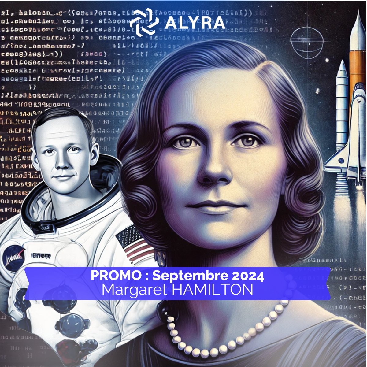 alyraBlockchain's tweet photo. 🚀 𝐋𝐚𝐧𝐜𝐞𝐦𝐞𝐧𝐭 𝐨𝐟𝐟𝐢𝐜𝐢𝐞𝐥 𝐝𝐞 𝐥𝐚 𝐩𝐫𝐨𝐦𝐨𝐭𝐢𝐨𝐧 𝐌𝐚𝐫𝐠𝐚𝐫𝐞𝐭𝐡 𝐇𝐀𝐌𝐈𝐋𝐓𝐎𝐍 !

Nous sommes enchantés d'accueillir les nouveaux apprenants d'Alyra. Vous venez d'entamer un parcours vers un avenir technophile, inspiré par une pionnière de l'informatique qui a marqué l'histoire : Margaret Hamilton.

💡 𝐌𝐚𝐢𝐬 𝐪𝐮𝐢 𝐞𝐬𝐭 𝐌𝐚𝐫𝐠𝐚𝐫𝐞𝐭 𝐇𝐚𝐦𝐢𝐥𝐭𝐨𝐧 ?

𝐒𝐚𝐧𝐬 𝐜𝐞𝐭𝐭𝐞 𝐟𝐞𝐦𝐦𝐞, 𝐍𝐞𝐢𝐥 𝐀𝐫𝐦𝐬𝐭𝐫𝐨𝐧𝐠 𝐞𝐭 𝐬𝐞𝐬 𝐜𝐨𝐞́𝐪𝐮𝐢𝐩𝐢𝐞𝐫𝐬 𝐧𝐞 𝐬𝐞𝐫𝐚𝐢𝐞𝐧𝐭 𝐩𝐞𝐮𝐭 𝐞̂𝐭𝐫𝐞 𝐣𝐚𝐦𝐚𝐢𝐬 𝐩𝐨𝐬𝐞́ 𝐬𝐮𝐫 𝐥𝐚 𝐥𝐮𝐧𝐞.

Passionnée par l’informatique et les mathématiques, elle a joué un rôle clé dans le succès d’Apollo 11.

Hamilton, une Américaine talentueuse, a intégré le prestigieux MIT où elle a développé des programmes pour la météo et la détection d’avions, attirant ainsi l’attention de la NASA.

Son exploit ? La NASA lui confie la responsabilité de toute la programmation des logiciels d’Apollo 11. Vous avez peut-être déjà vu cette photo célèbre d’elle avec une pile de code plus grande qu’elle-même : c’est l’intégralité du programme qu’elle a écrit pour la mission lunaire.

🧠 𝐒𝐨𝐧 𝐜𝐨𝐮𝐩 𝐝𝐞 𝐠𝐞́𝐧𝐢𝐞 ? Programmer l’ordinateur du vaisseau pour prioriser les tâches en cas d’urgence. C’est ce qui a sauvé la mission le 21 juillet 1969, quelques minutes avant l’alunissage, lorsque l’ordinateur était submergé d’informations. Grâce à son logiciel, l’atterrissage a pu être priorisé et mené à bien. C’est grâce à elle que tout s’est bien passé.

👩‍💼 𝐌𝐚𝐫𝐠𝐚𝐫𝐞𝐭 𝐇𝐚𝐦𝐢𝐥𝐭𝐨𝐧 a non seulement marqué un grand pas pour l’humanité, mais aussi pour la reconnaissance des femmes dans le milieu scientifique.

Bien qu’elle soit longtemps restée dans l’ombre, elle a finalement reçu une distinction de la NASA, 27 ans après son départ pour ses contributions scientifiques exceptionnelles.

💙 𝐁𝐢𝐞𝐧𝐯𝐞𝐧𝐮𝐞 𝐚̀ 𝐥𝐚 𝐩𝐫𝐨𝐦𝐨𝐭𝐢𝐨𝐧 𝐌𝐚𝐫𝐠𝐚𝐫𝐞𝐭𝐡 𝐇𝐀𝐌𝐈𝐋𝐓𝐎𝐍, 𝐪𝐮𝐞 𝐯𝐨𝐭𝐫𝐞 𝐩𝐚𝐫𝐜𝐨𝐮𝐫𝐬 𝐬𝐨𝐢𝐭 𝐚𝐮𝐬𝐬𝐢 𝐢𝐧𝐬𝐩𝐢𝐫𝐚𝐧𝐭 𝐪𝐮𝐞 𝐥𝐞 𝐬𝐢𝐞𝐧 !