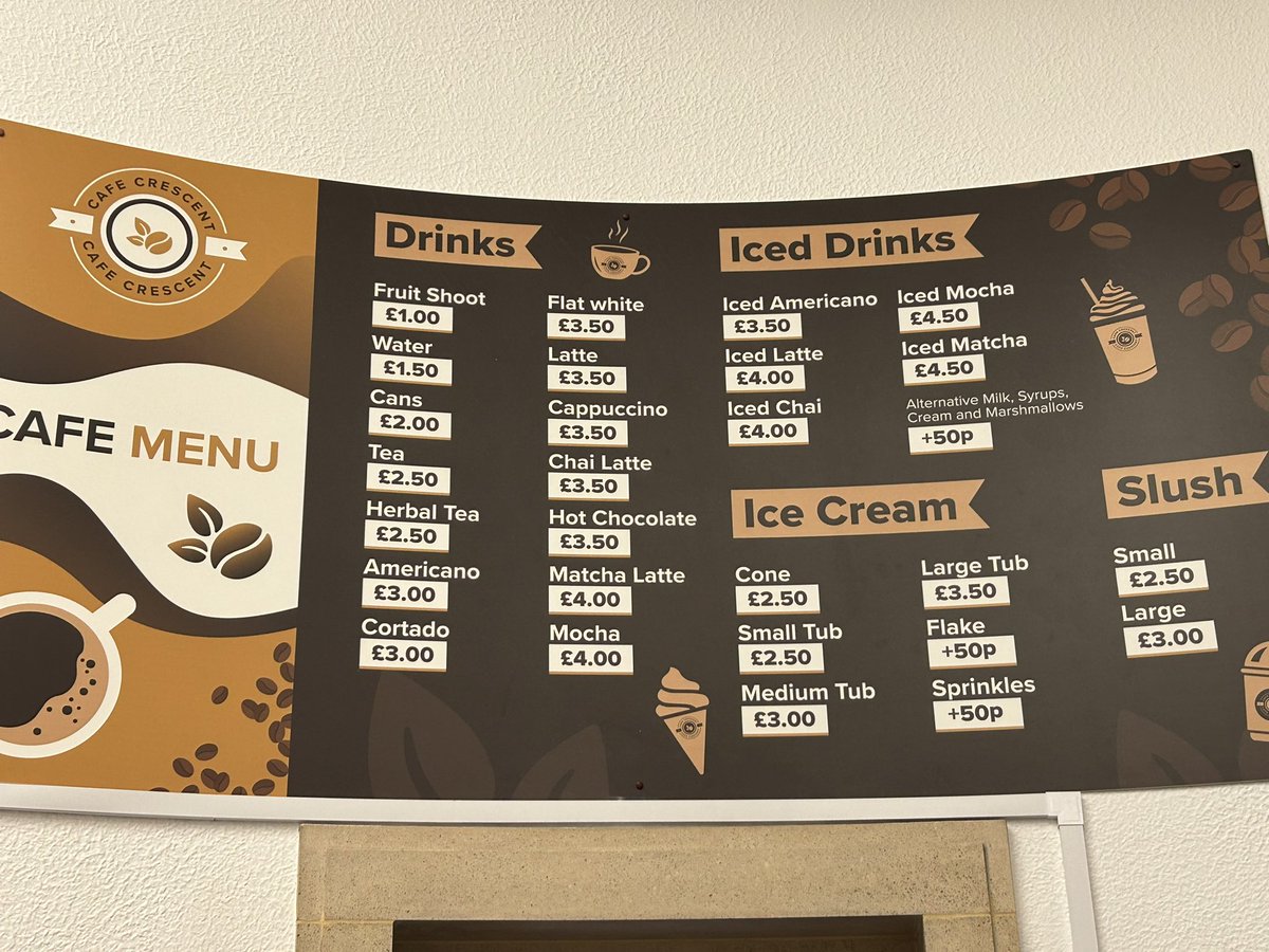 New signage at Cafe Crescent situated inside the newly renovated Bolton Central Library. Great cafe if you’re working in or visiting Bolton Town Centre