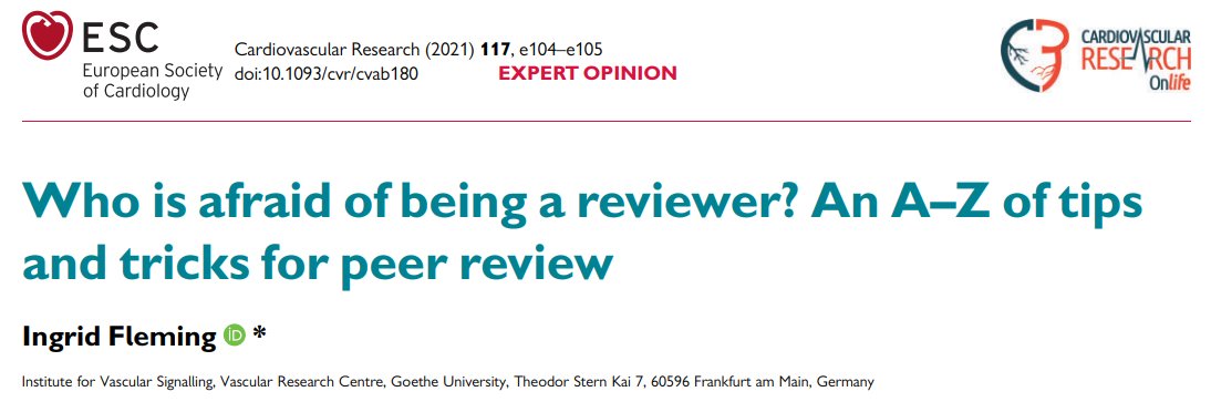 We would like to take the opportunity to say a huge thank you to all of our Reviewers at #CardiovascularResearch, who work tirelessly to ensure scientific quality &amp; rigour

This #PeerReviewWeek, read our complete A-Z guide with top tips for peer review 
👉academic.oup.com/cardiovascres/…