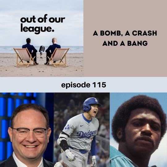 OutOfOurLeague_'s tweet photo. The latest episode of Out of Our League is available now! @coplincharles and @HuddleAdvisory discuss Woj’s big move, Ohtani’s big day, Tua’s latest concussion, and much more!

Listen here ⤵️
https://t.co/TP8v4QuTts https://t.co/mNTOFzEyck