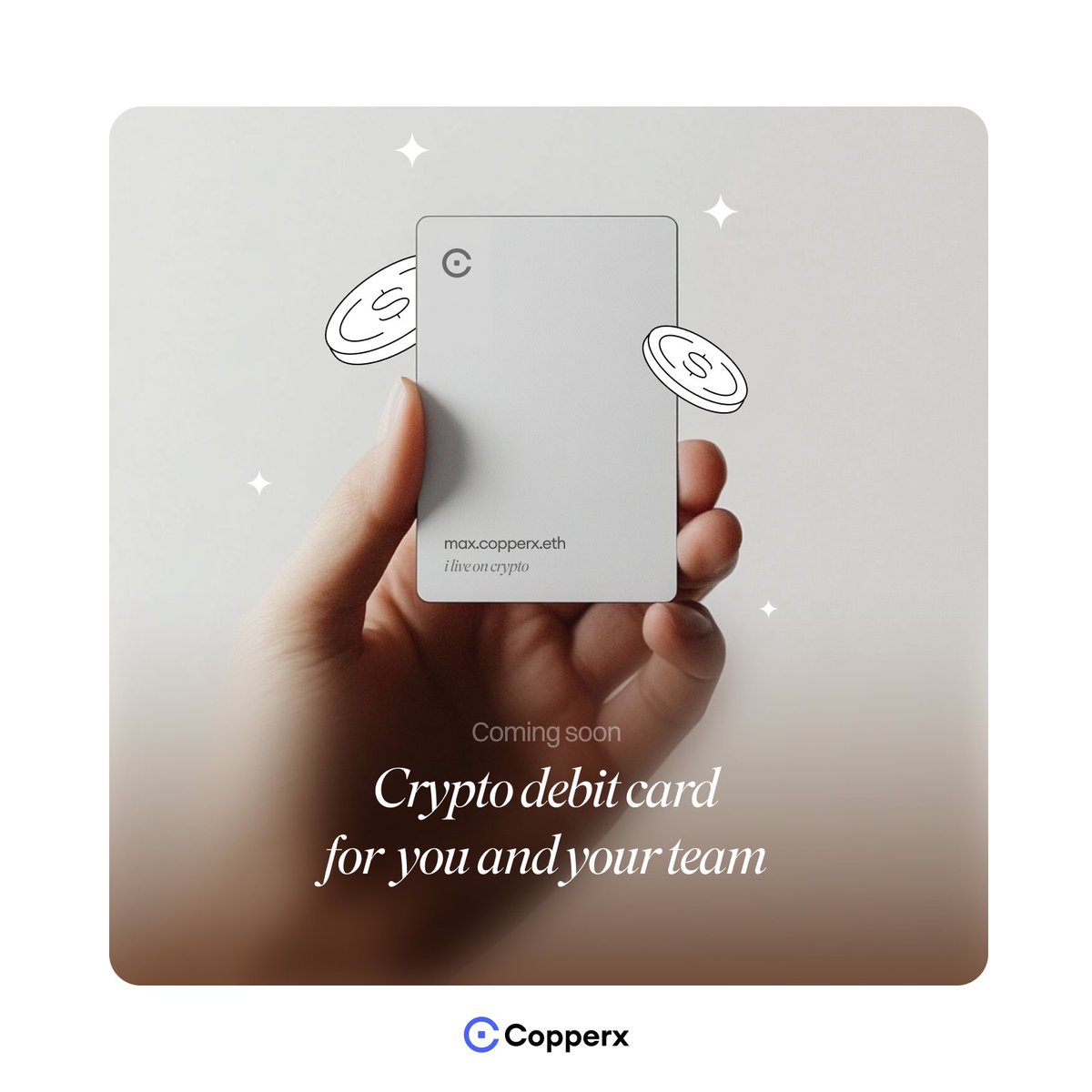 Crypto debit card coming to your Copperx account! 💳 Rolling out soon in 50  countries, including UAE, India, Singapore, Europe, and the US! 🌍 Easily  assign & manage team debit cards right
