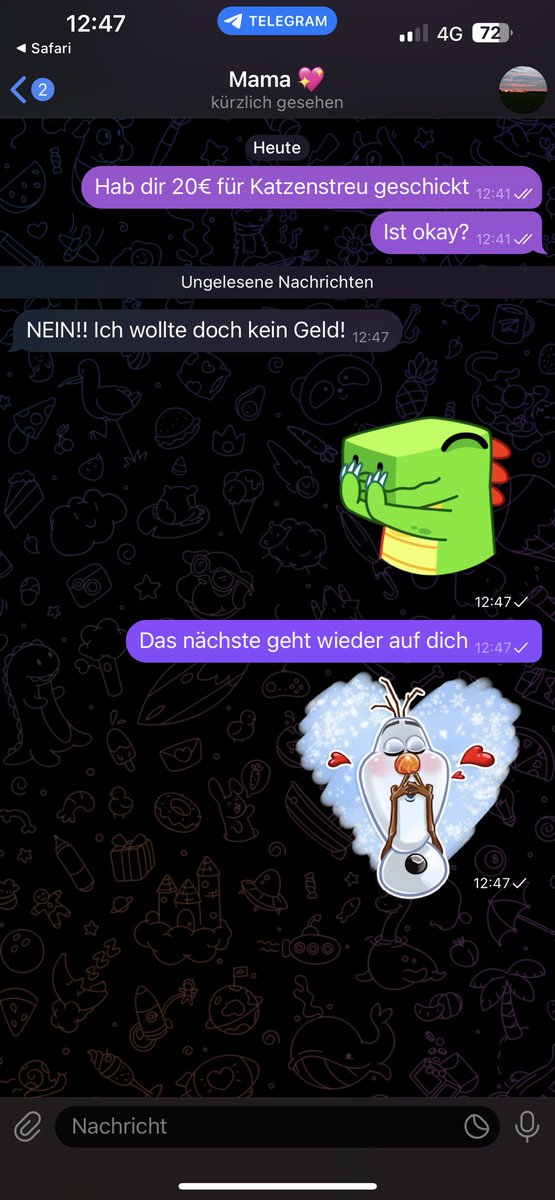 Mama ich weiß ich bin broke aber ich kann dich doch nicht monatelang teures Katzenstreu für meine Miezen kaufen lassen 🙂‍↕️