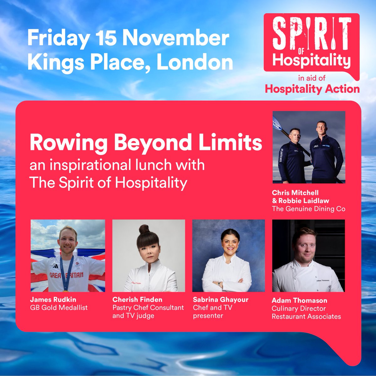 Hospitality Action (@hospaction) on Twitter photo Chris & Robbie rowed 3k miles across the Atlantic Ocean to raise £250k 👊 Join us <a href="/KingsPlace/">Kings Place</a> when Team GB gold medallist rower <a href="/TheRud_Dog/">James Rudkin OLY</a> will interview the duo! Guests will enjoy a 3course meal by @sabrinaghayour <a href="/cherish_finden/">Cherish Finden 黄淑柔 🇬🇧🇸🇬</a> @adamthomason86 💖 Book: ow.ly/RWof50Tvbhw Chris & Robbie rowed 3k miles across the Atlantic Ocean to raise £250k 👊 Join us <a href="/KingsPlace/">Kings Place</a> when Team GB gold medallist rower <a href="/TheRud_Dog/">James Rudkin OLY</a> will interview the duo! Guests will enjoy a 3course meal by @sabrinaghayour <a href="/cherish_finden/">Cherish Finden 黄淑柔 🇬🇧🇸🇬</a> @adamthomason86 💖 Book: ow.ly/RWof50Tvbhw