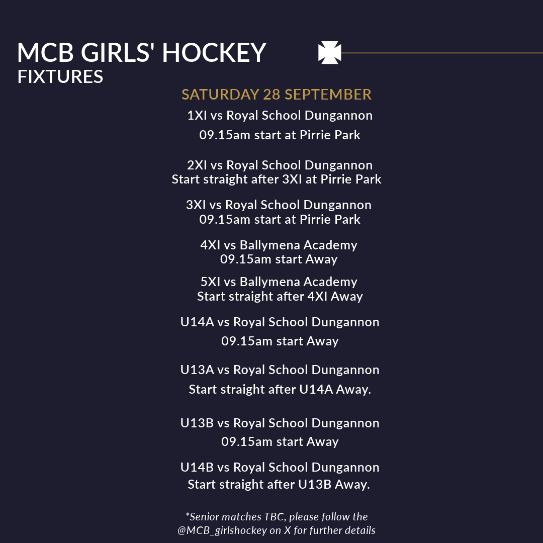 Wishing our pupils all the best for their upcoming fixtures this week. 

#MCB #Methody #Madetolead