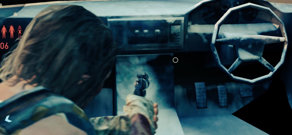 a steering wheel, clutch, brake, gas peddle, dashboard radio on #factions #thelastofus