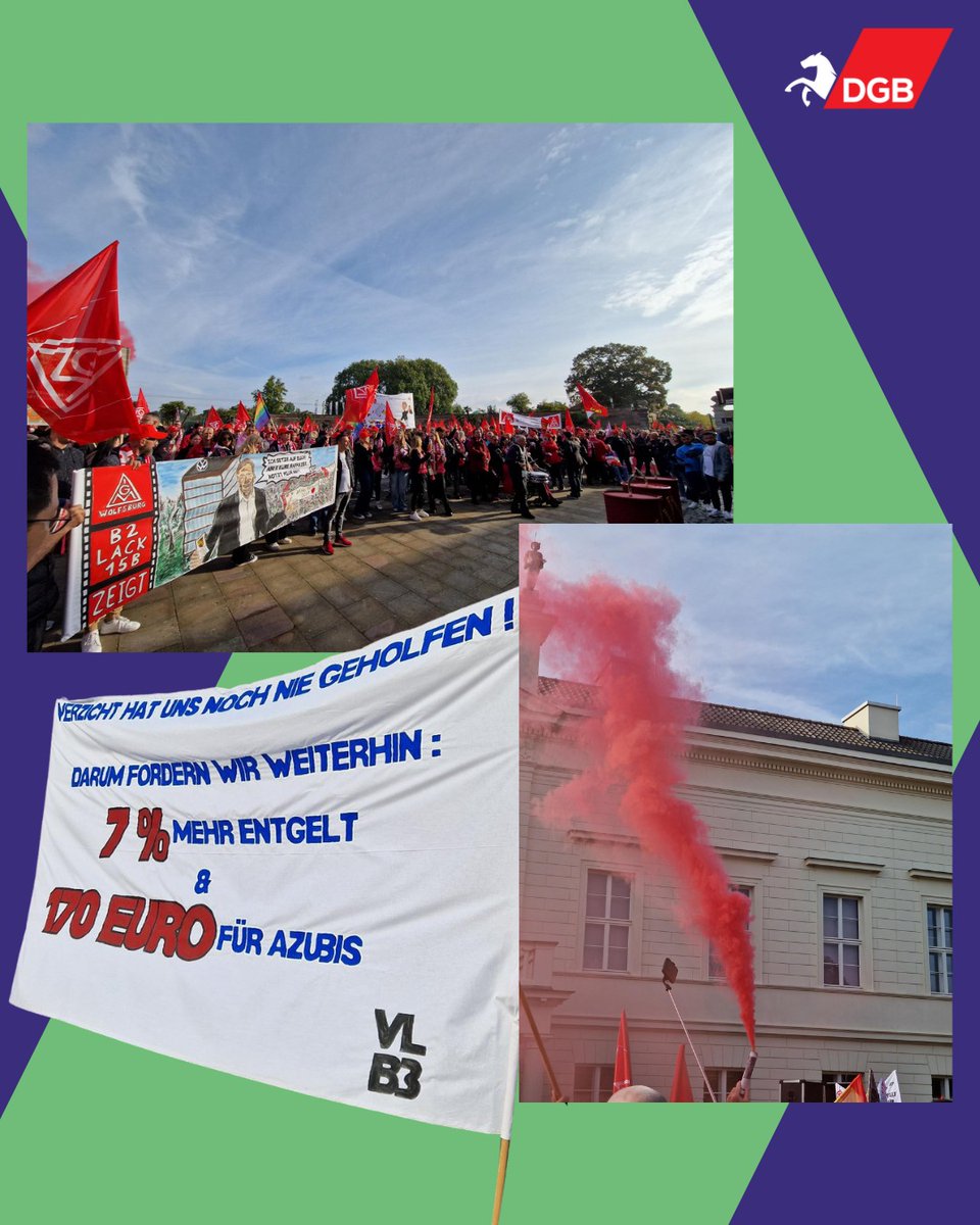 Heute sind die Tarifverhandlungen bei #Volkswagen gestartet. Wir stehen solidarisch hinter den Beschäftigten und den Forderungen der #IGMetall:

Kein Kahlschlag! Keine Standortschließungen!