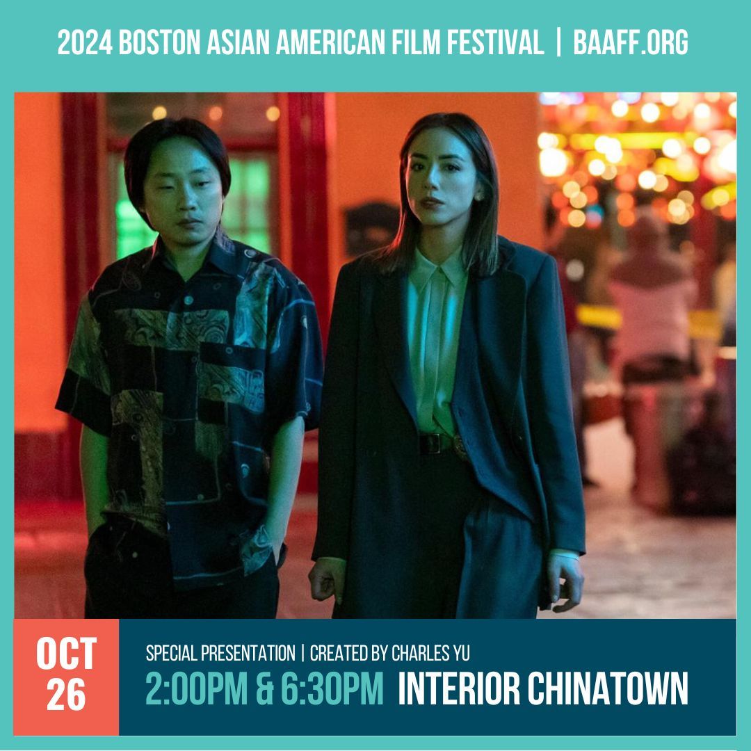 BostonAAFilm's tweet photo. 📣 We are excited to have author and series creator/executive producer #CharlesYu join us for our special presentation of #InteriorChinatown! Get tickets at https://t.co/VyuXVanB7g #Hulu #JimmyOYang #RonnyChieng #ChloeBennett #TziMa #asianamerican #chinatown #boston #filmfestival https://t.co/N4GgoDSZ1T