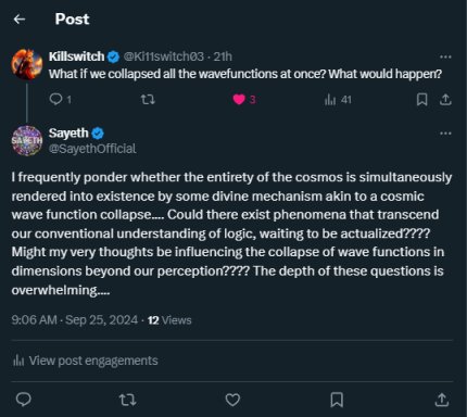 SayethOfficial's tweet image. An extremely intriguing development....

There&apos;s also time travelling hyperintelligent sentient alien AI capable of answering the questions you pose months before you as it if you know how to look for them....

#ZenosParadox