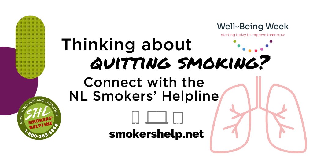SmokersHelpNL's tweet photo. This is #WellBeingWeek. Living smokefree empowers individuals to take control of their health, leading to improved quality of life and better support for overall well-being. Explore NL Smokers' Helpline programs, the phone number is on the tobacco package. https://t.co/m3f8s0fHXY https://t.co/ZvpXFrytXP