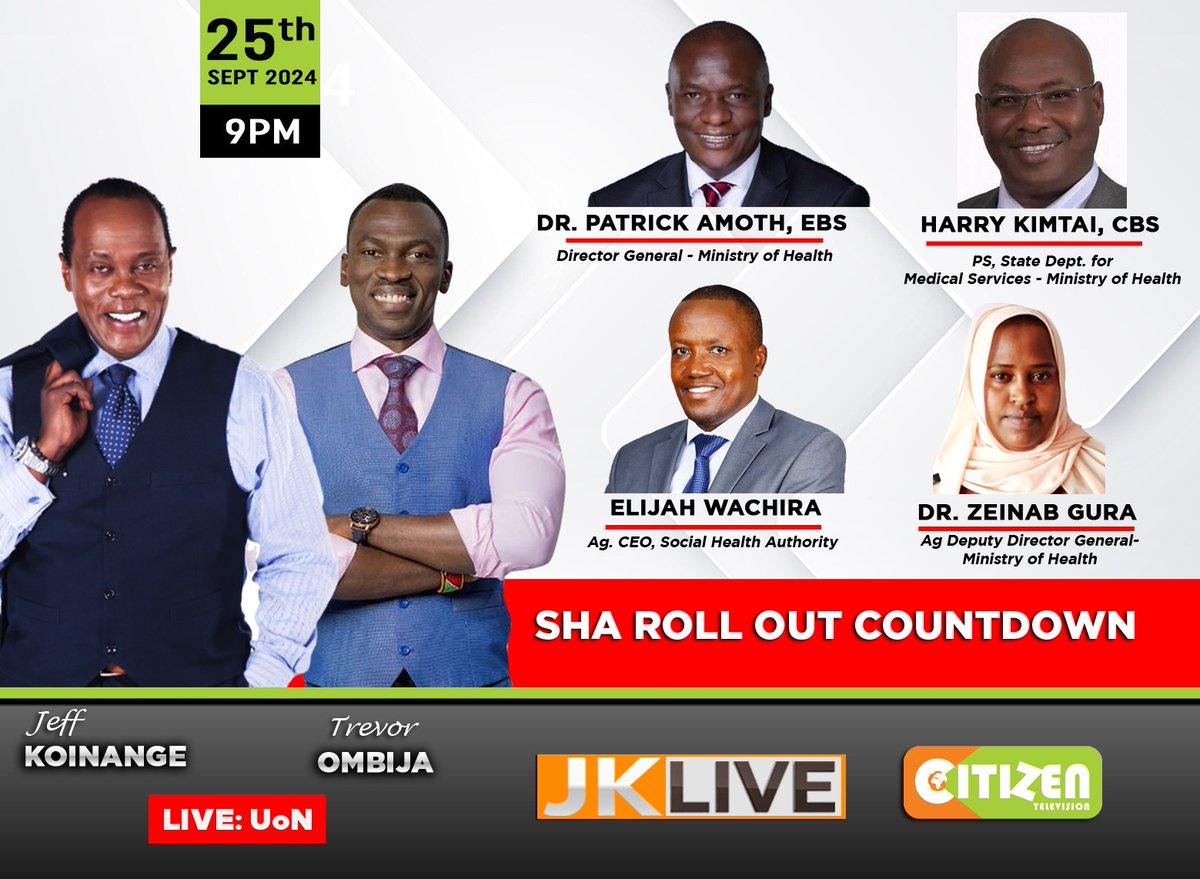 On Tuesday, October 1st, the Ministry of Health will officially roll out a new medical scheme for our nation, marking the shift from NHIF to SHA. This change, the government says represents not just a new name, but a bold step forward in healthcare for all Kenyans.
So, what's in