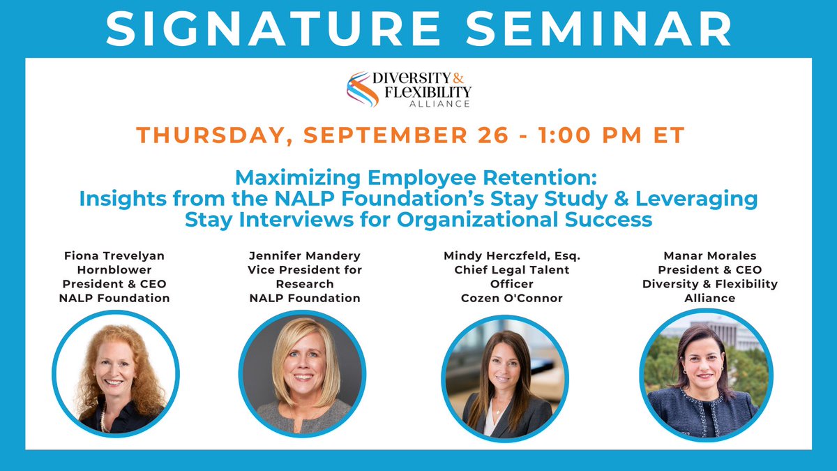 Diversity & Flexibility Alliance (@dfalliance) on Twitter photo Join us tomorrow to learn strategies for conducting #stayinterviews & retaining employees featuring <a href="/NALPFoundation/">NALP Foundation</a>'s Fiona Trevelyan Hornblower & Jennifer Mandery, <a href="/Cozen/">$£BO!!$T</a>'s Mindy Herczfeld & <a href="/ManarMorales/">Manar Morales | CEO and Thought Leader</a>.
#employeeretention. 
loom.ly/6qQnlQE Join us tomorrow to learn strategies for conducting #stayinterviews & retaining employees featuring <a href="/NALPFoundation/">NALP Foundation</a>'s Fiona Trevelyan Hornblower & Jennifer Mandery, <a href="/Cozen/">$£BO!!$T</a>'s Mindy Herczfeld & <a href="/ManarMorales/">Manar Morales | CEO and Thought Leader</a>.
#employeeretention. 
loom.ly/6qQnlQE
