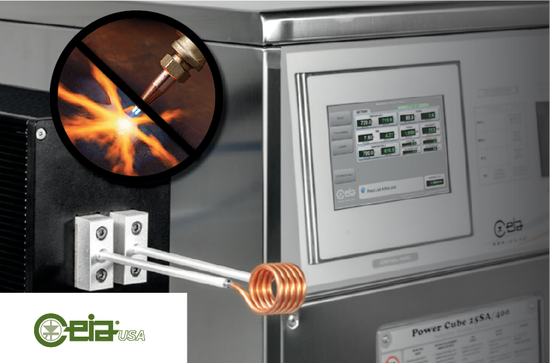 Switch to Flameless Induction Heating!  Avoid the extreme heat of gas torches. CEIA USA’s flameless induction technology offers precise, uniform heating for common applications without the high temperatures. It's safer, more efficient, and reduces energy use.