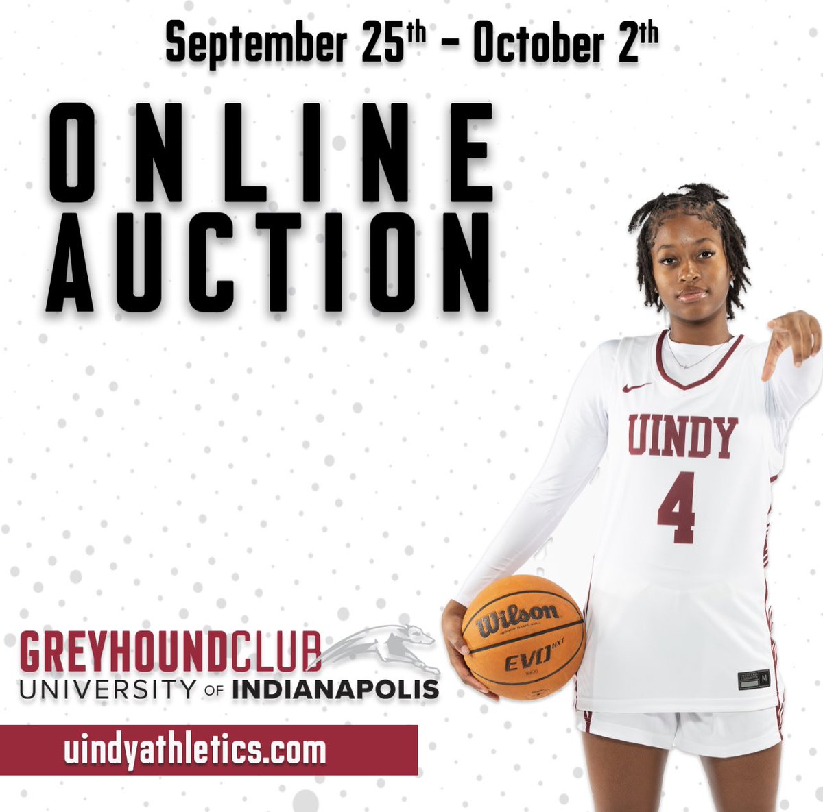 UIndyWBB's tweet photo. 🏀📣 Support UIndy Women's Basketball and score some awesome items! The Greyhound Club’s Online Auction starts TODAY at 9 AM and runs through October 2nd. Bid now to support your favorite team and help us prepare for the season ahead! 🐾 
👉 https://t.co/WWpqmmawC3 https://t.co/vSqz0jPuWd