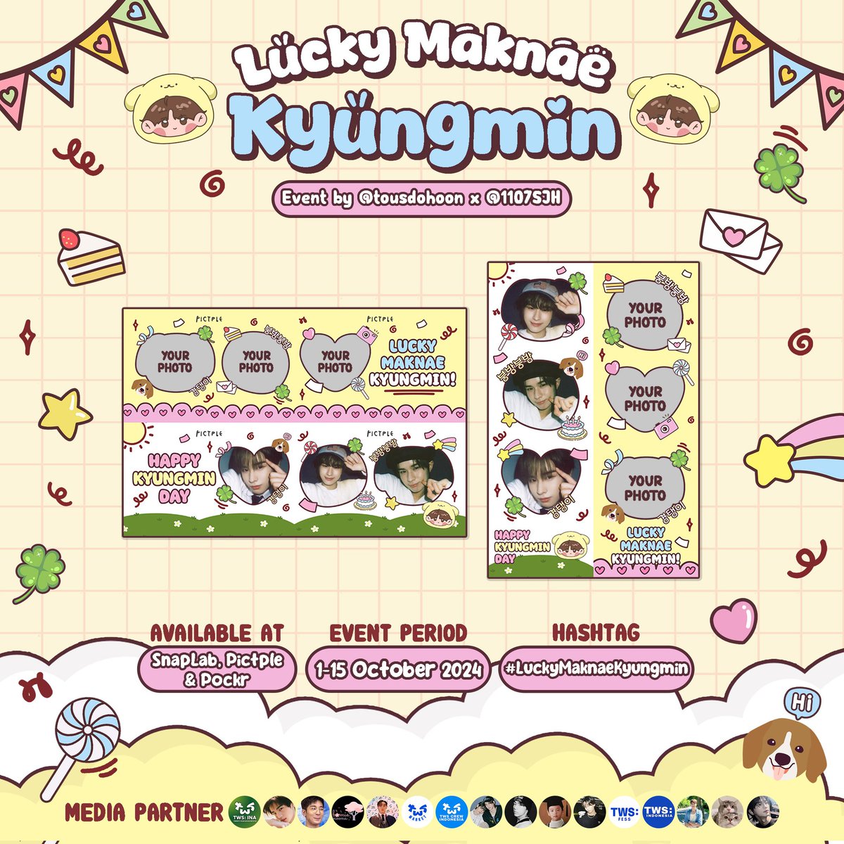 TWS_WithusINA's tweet photo. ｡🍀⭐˚⊹𝑳𝒖𝒄𝒌𝒚 𝑴𝒂𝒌𝒏𝒂𝒆 𝑲𝒚𝒖𝒏𝒈𝒎𝒊𝒏⊹｡🍀⭐˚⊹    

TWS Kyungmin's Birthday Photobooth Event by @tousdohoon &amp; @1107SJH

📍 : Indonesia &amp; Thailand
જ⁀ Details on thread below

Kindly tag us your best photo and use the hashtags #LuckyMaknaeKyungmin 🍀⭐ https://t.co/FZvGlkSTv0