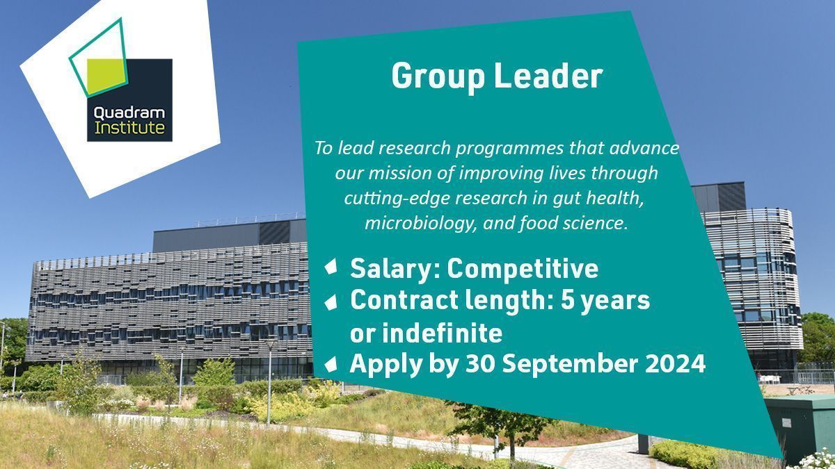 ⏰ Closing soon!  We are looking for Senior and Early Career Group Leaders to lead research programmes in cutting-edge research in gut health, microbiology, and food science. 

💷 Competitive 
🗓️ Apply by 30 September 2024 
➡️ buff.ly/3ZqLKFZ