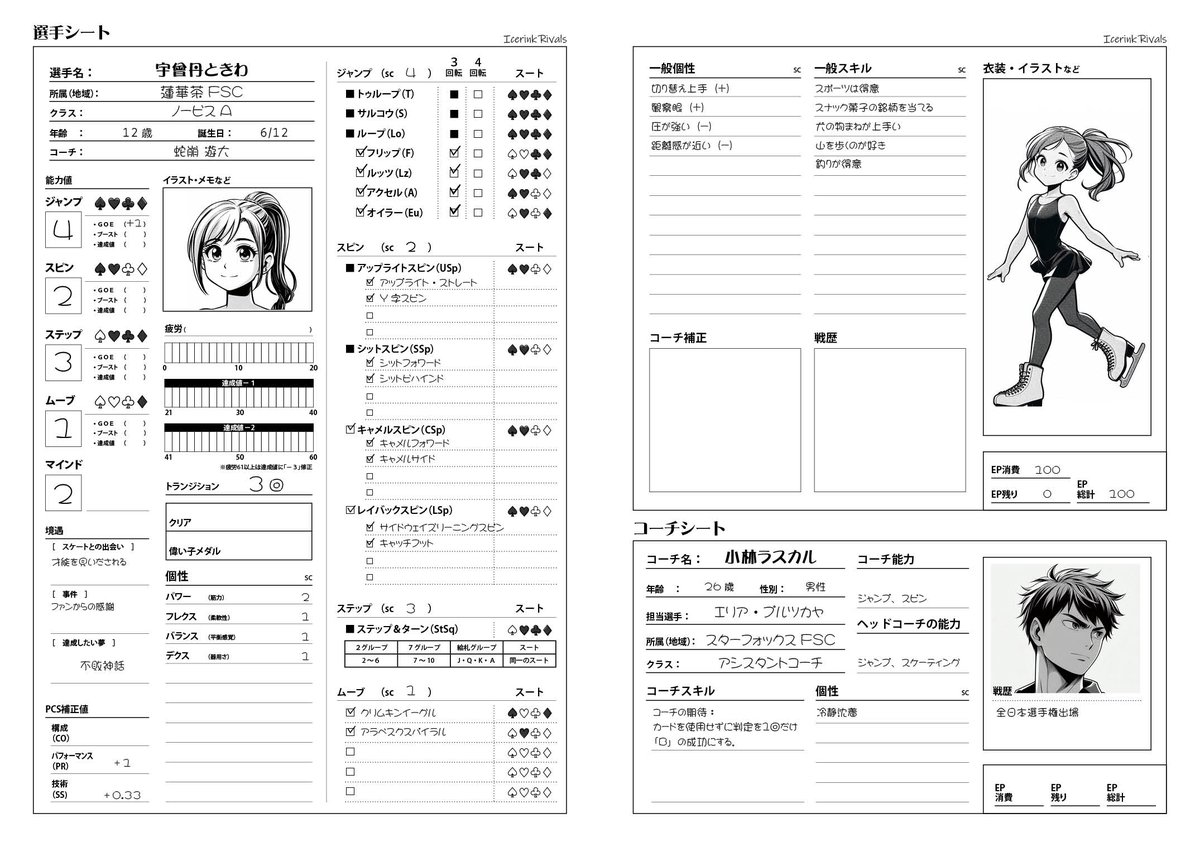 pbmlife's tweet photo. 今月の #漫画メダリスト も面白かった！
そんな最高の漫画の二次創作TRPG出しています。

メダリストFTRPG 「アイスリンクライバルズ ノービスＡ」。
フィギュアスケートのルールを遊びながら学ぶ #同人TRPG です。
自分だけの選手を作り、ノービスAの大会に挑め。 https://t.co/bsYWaYJuzc