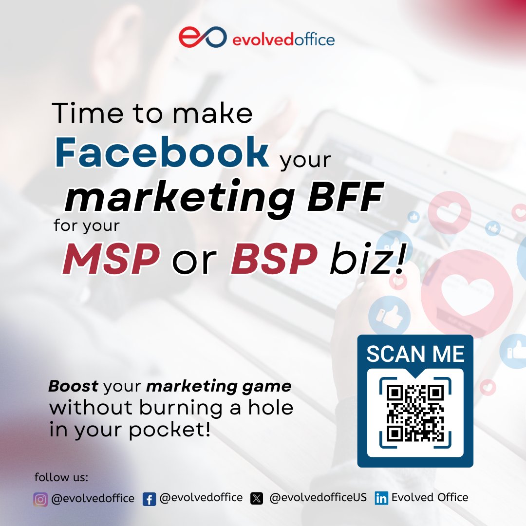 EvolvedOfficeUS's tweet image. Is your Facebook strategy needing some TLC? 🛋️ Discover game-changing perks for your MSP/BSP without breaking the bank! Boost your social media magic.✨ Read more: bit.ly/3IRSjI8 #EvolvedOffice #GetEvolved #JustOnePlatform #FacebookMarketing #MSPMarketing