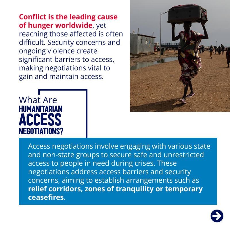 WFP's tweet photo. In conflict zones, humanitarian aid is a lifeline—but gaining access is often met with violence, interference, and bureaucratic obstacles.

We must prioritize safe, unrestricted access to save lives. 

➡️Swipe to learn more. ➡️