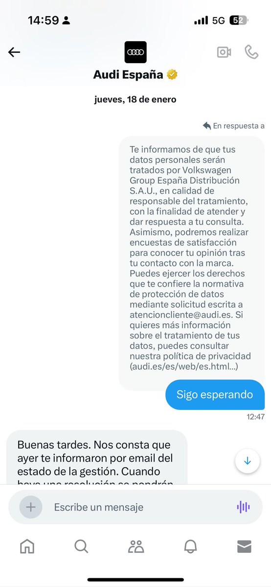 Rooorodriguez95's tweet photo. Desde el 18 de enero, sigo esperando una respuesta de @audispain , genial atención cliente. @ConsumoClaro @ProConsumidorRD https://t.co/9FfhmUIRQw