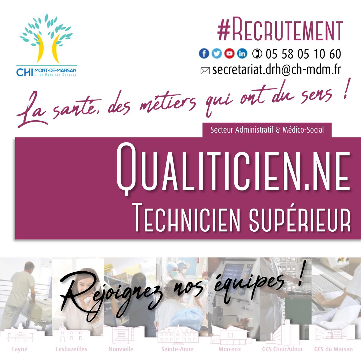 ✅📣𝗣𝗮𝗿𝘁𝗮𝗴𝗲𝗼𝗻𝘀 𝗹𝗲𝘀 𝗼𝗳𝗳𝗿𝗲𝘀 𝗱'𝗲𝗺𝗽𝗹𝗼𝗶 𝗱𝘂 𝗖𝗛𝗜 ...
ℹ️𝗖𝗲𝘁𝘁𝗲 𝘀𝗲𝗺𝗮𝗶𝗻𝗲 𝗼𝗻 𝗿𝗲𝗰𝗵𝗲𝗿𝗰𝗵𝗲 𝘂𝗻(𝗲) #𝘁𝗲𝗰𝗵𝗻𝗶𝗰𝗶𝗲𝗻.𝗻𝗲 𝗾𝘂𝗮𝗹𝗶𝘁é
ch-mt-marsan.nous-recrutons.fr/poste/3p6wnl13… ! (nous-recrutons.fr)